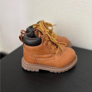 New Carters Brown Kids Boots with Yellow Laces 5c